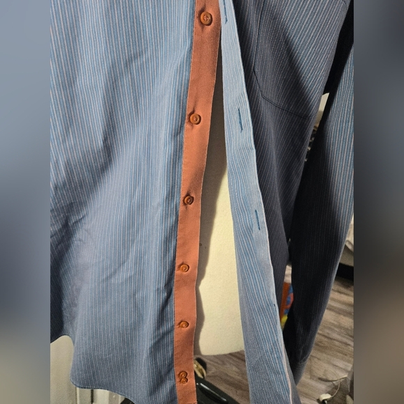 Paul Fredrick non-iron two-ply cotton pinpoint Long Sleeve Shirt Slim Fit - Picture 2 of 6